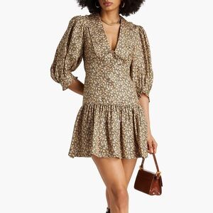 Sandro Floral Mini Dress in Black and Cream